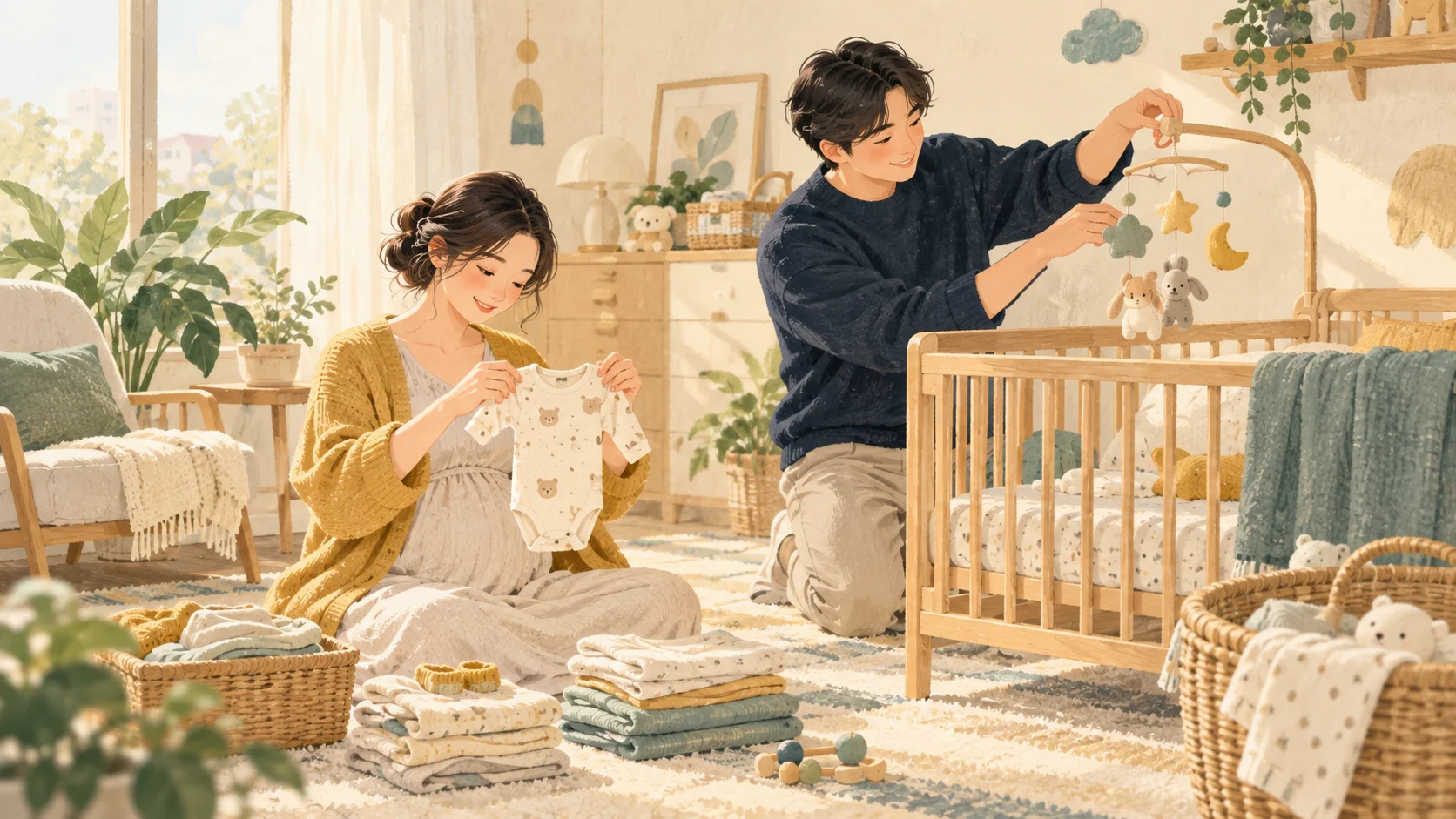 임신부터 출산까지 시기별 지원 확인표 관련 일러스트
