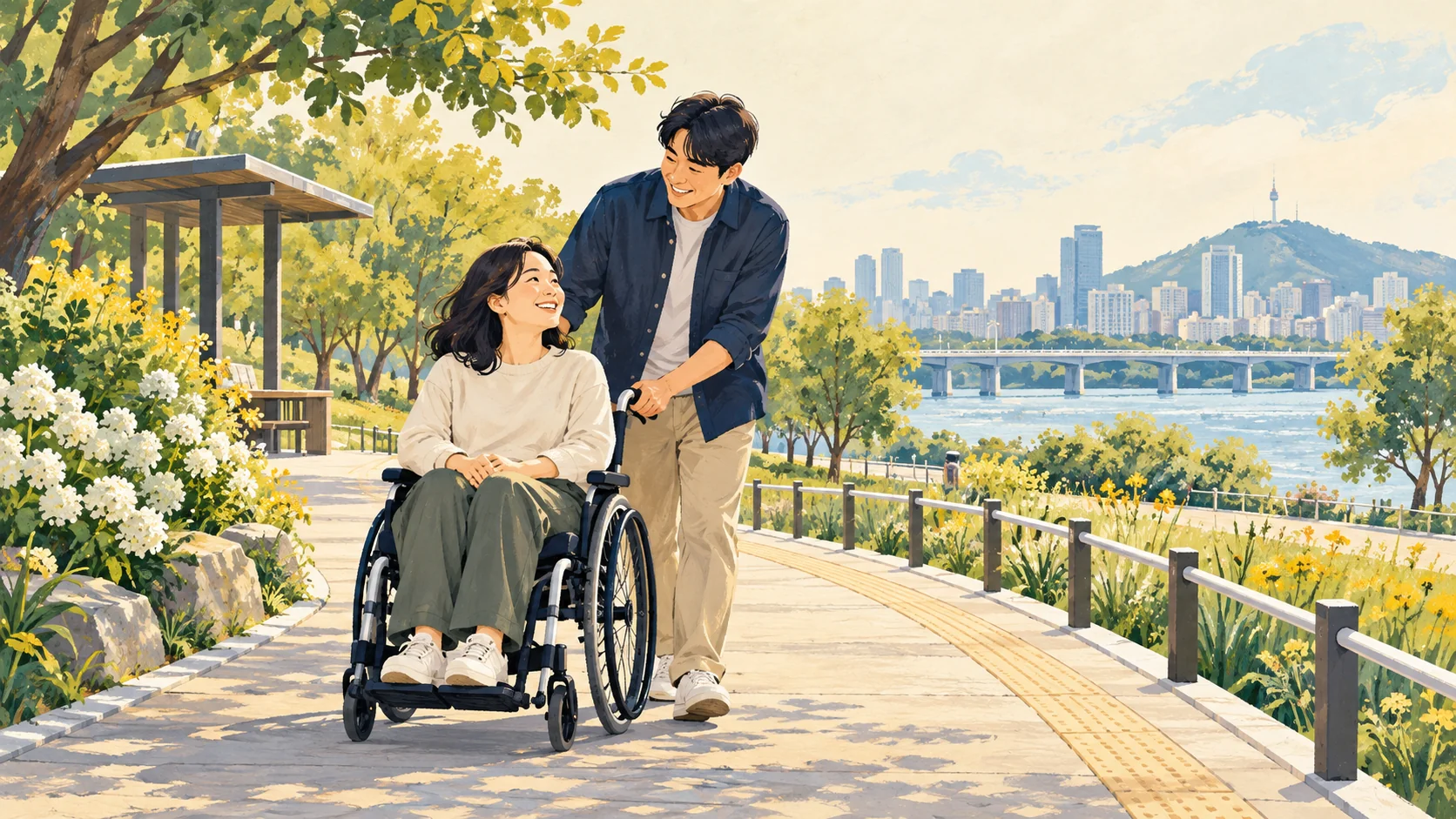 장애인활동지원 신청과 이용 절차 관련 일러스트