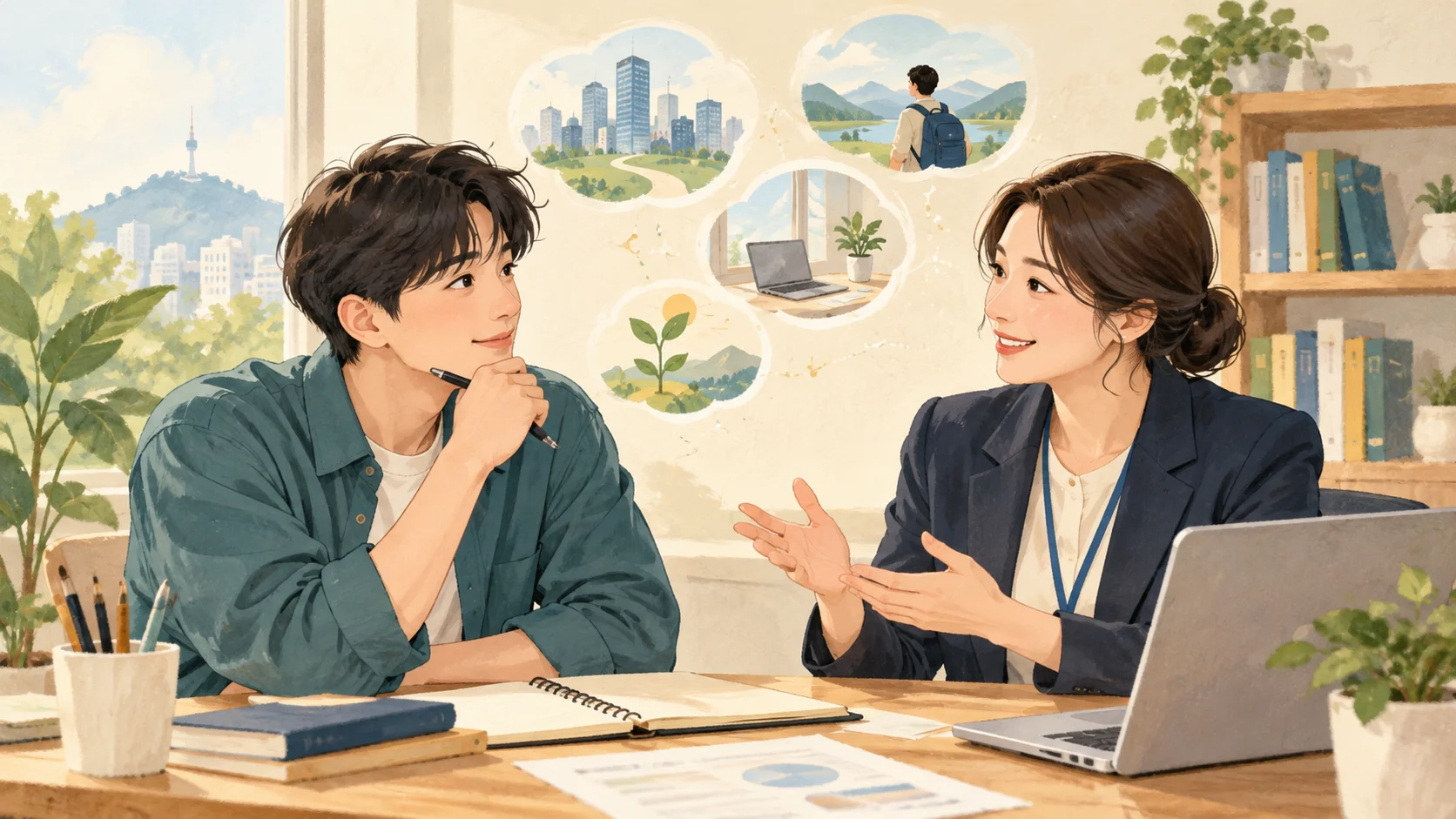 국민취업지원제도 신청 전 확인할 조건 관련 일러스트